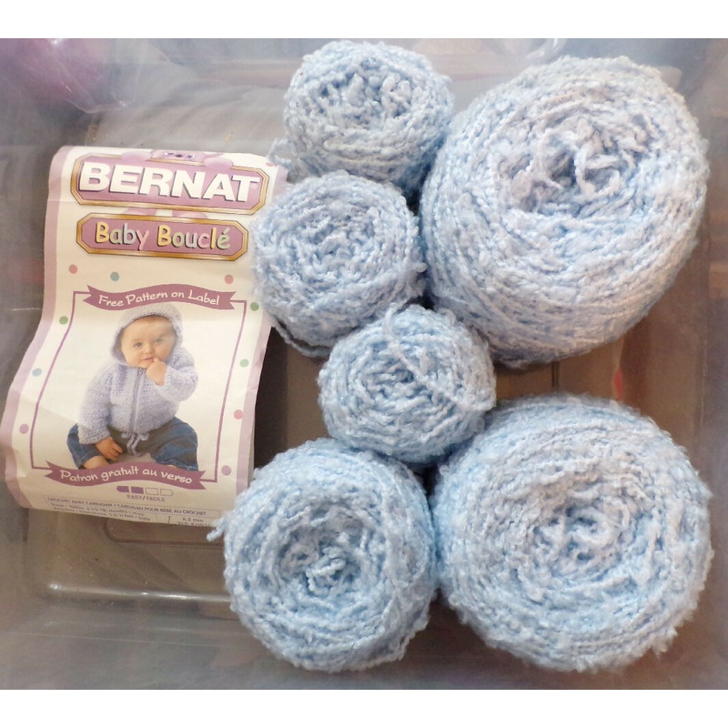 Bernat Baby Boucl; Misty Blue, 10.8 oz of Reclaimed cakes. Bulky Acrylic