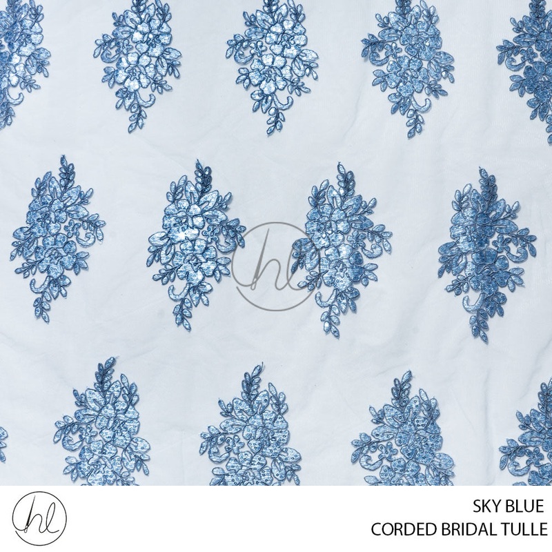 Corded Bridal Tulle 53 Sky Blue 140cm Per M