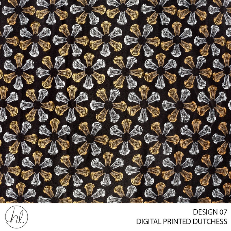 Digital Printed Dutchess Satin 55 Black Design 07 150cm Per M