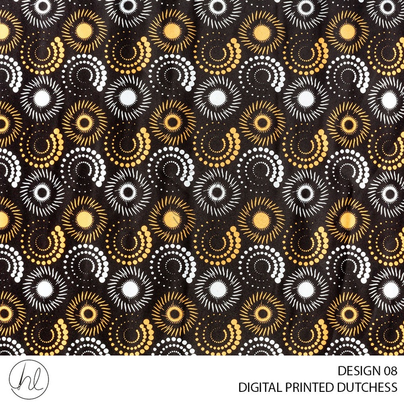 Digital Printed Dutchess Satin 55 Black Design 08 150cm Per M