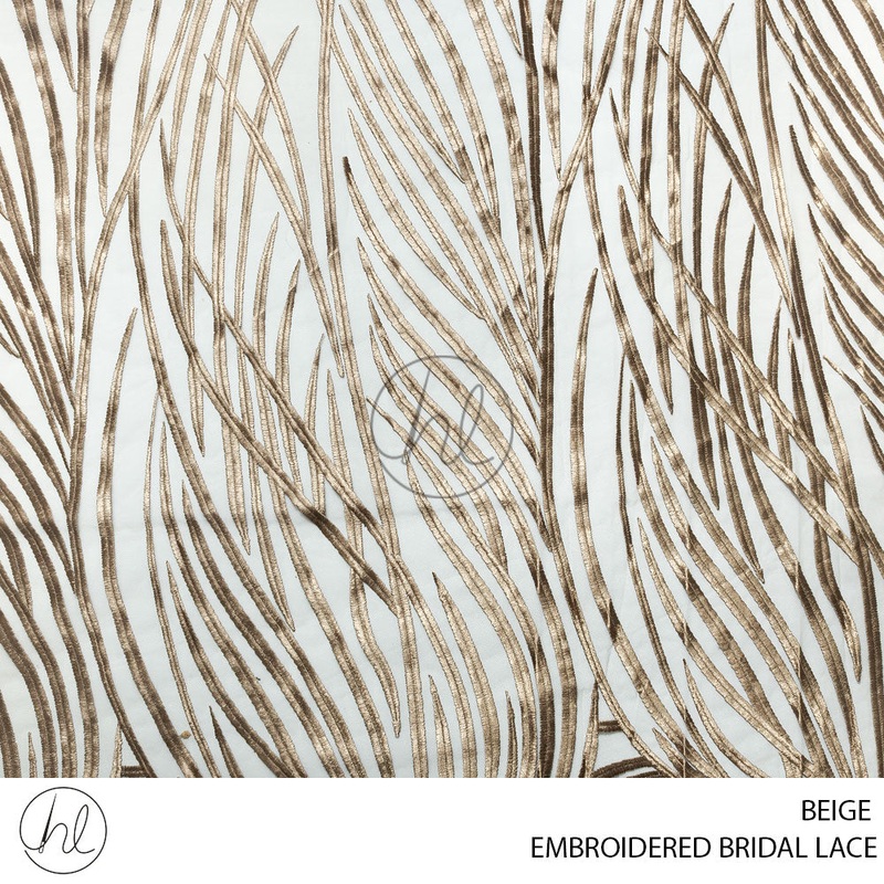 Embroidered Bridal Lace 56 Beige 140cm Per M