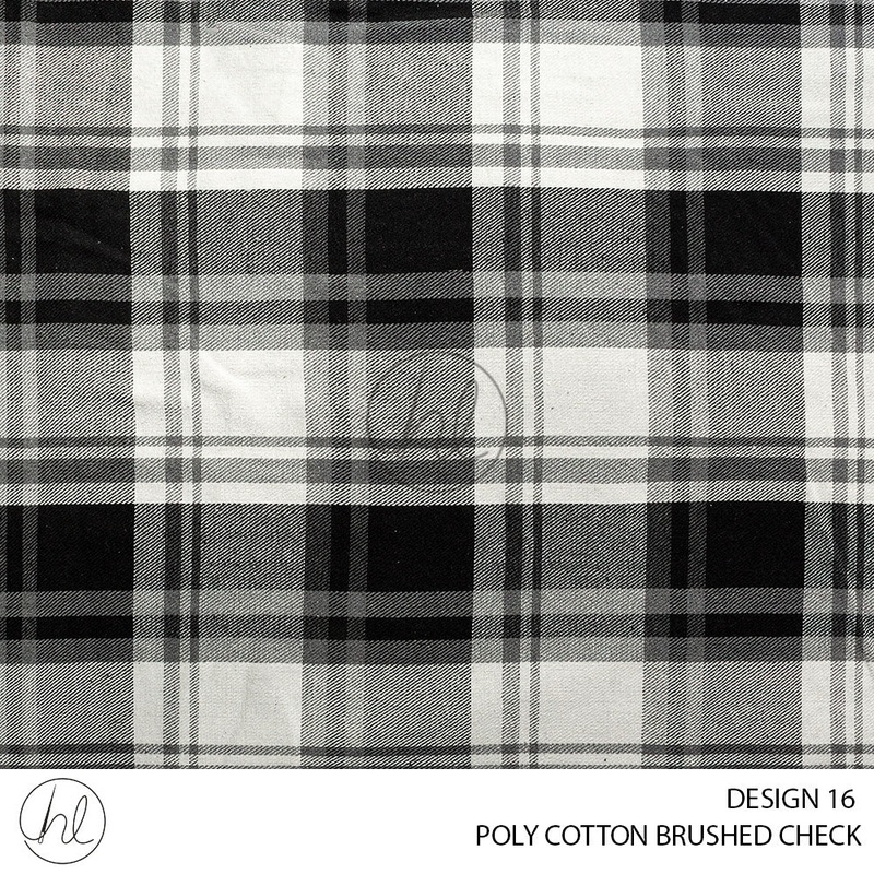 Poly Cotton Brushed Check 56 Black 140cm Per M