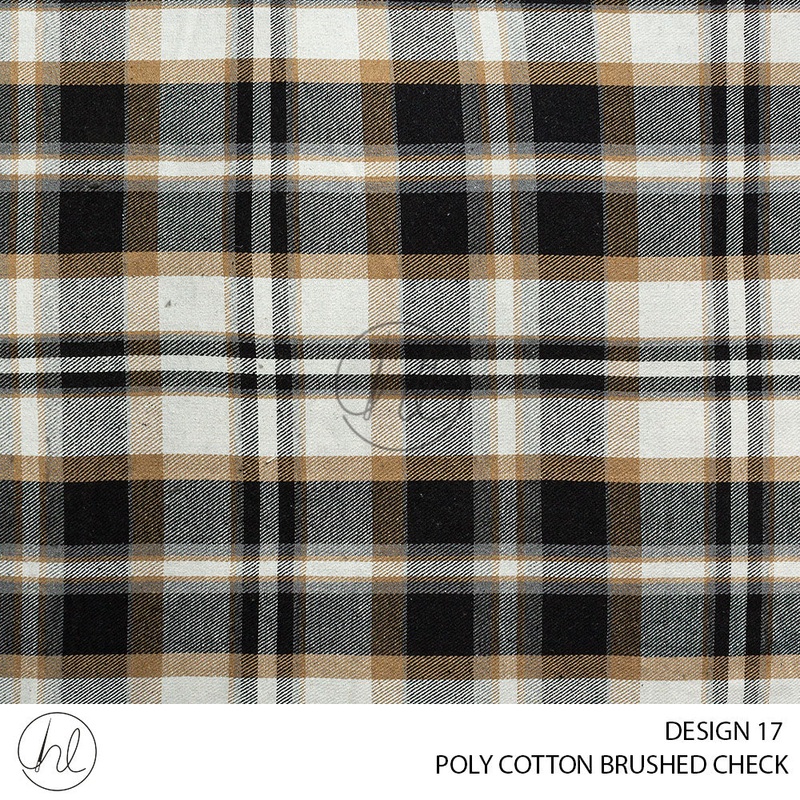 Poly Cotton Brushed Check 56 Brown 140cm Per M