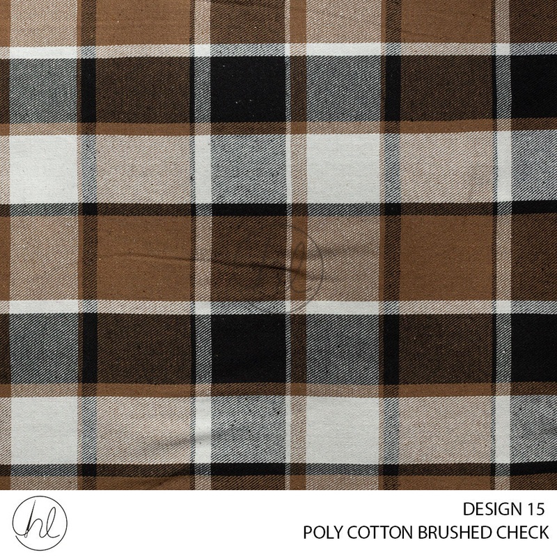 Poly Cotton Brushed Check 56 Light Brown 140cm Per M