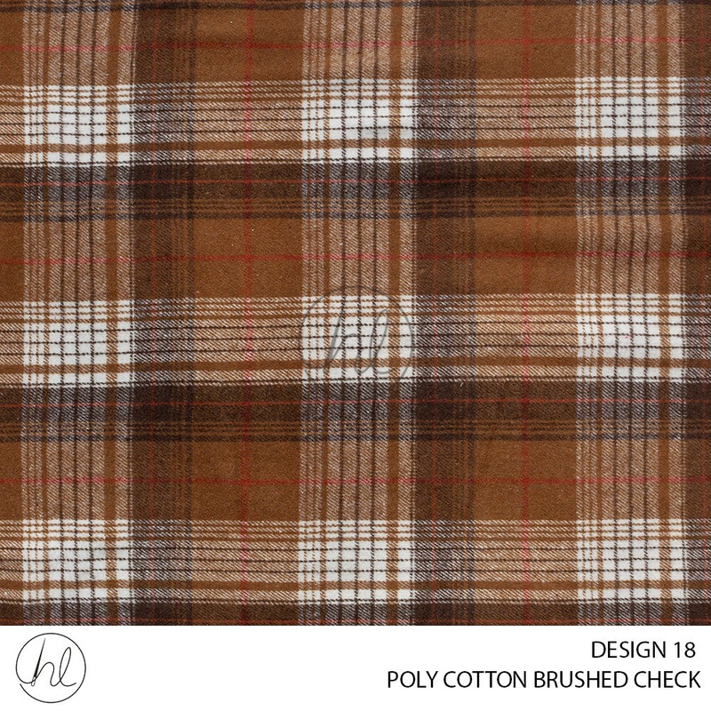 Poly Cotton Brushed Check 56 Rust 140cm Per M