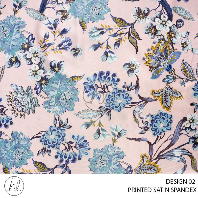 Printed 50D Satin Spandex 51 Pink Nude Design 02 150cm Per M