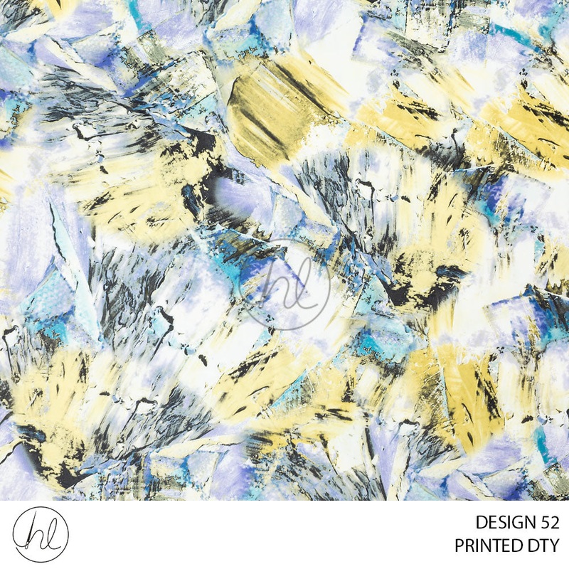 Printed DTY 53 Yellow Design 52 150cm Per M