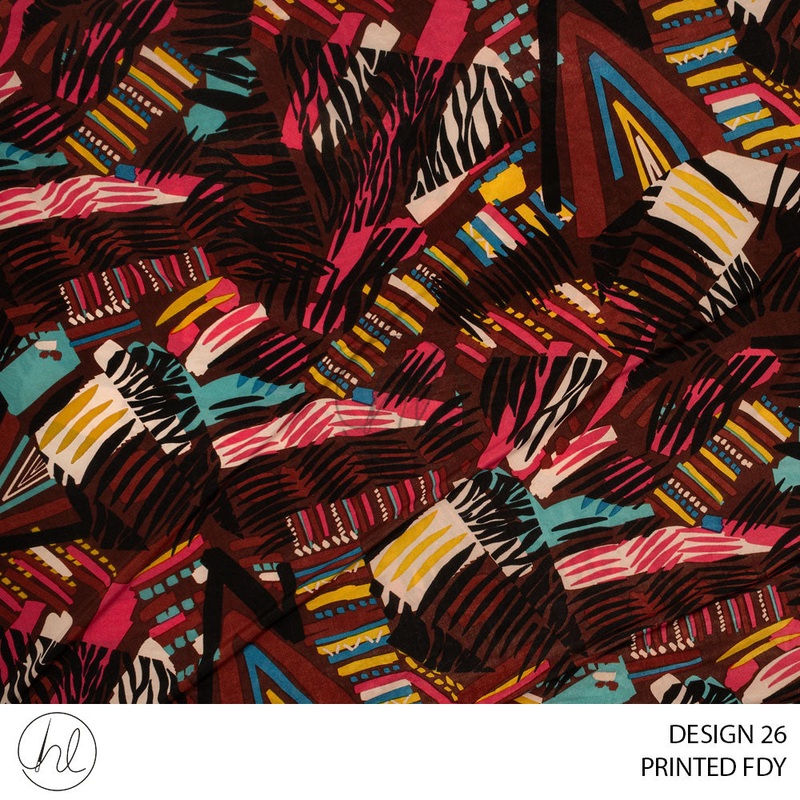 Printed FDY 53 Maroon Design 26 150cm Per M