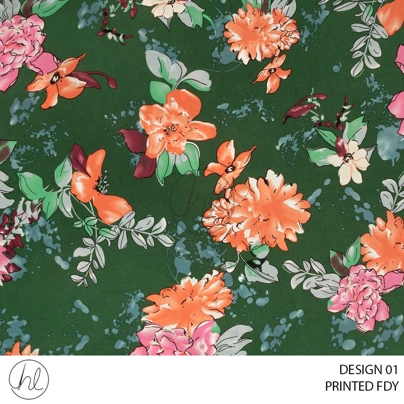 Printed FDY 781 Emerald Design 01 150cm Per M