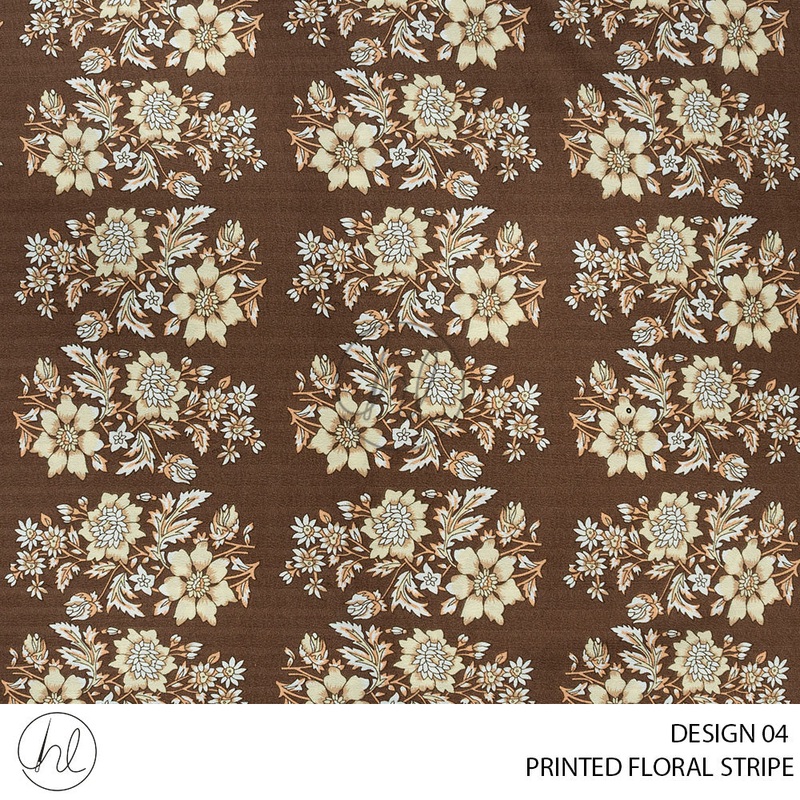 Printed Floral Stripe 51 Brown Design 04 150cm Per M
