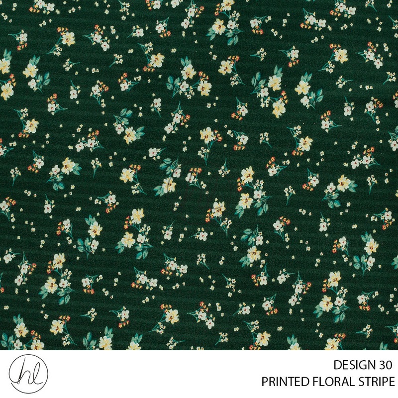 Printed Floral Stripe 51 Emerald Design 30 150cm Per M