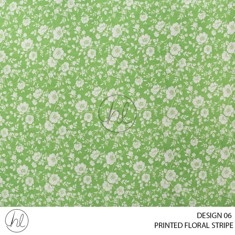 Printed Floral Stripe 51 Lime Design 06 150cm Per M