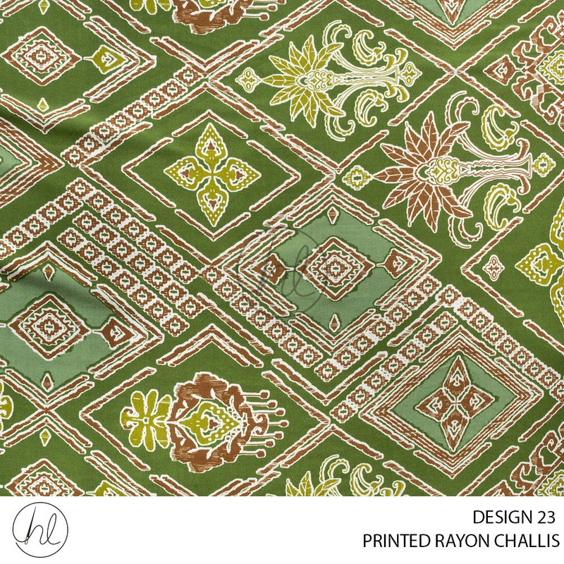 Printed Rayon Challis 56 Green Design 23 140cm Per M