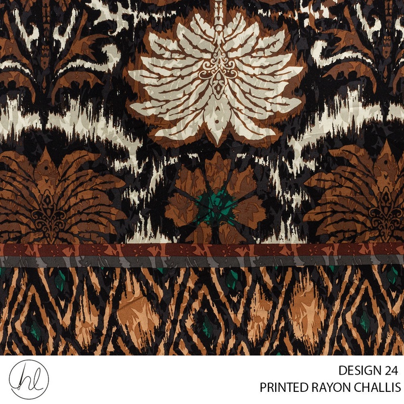 Printed Rayon Challis 56 Multi Design 24 140cm Per M