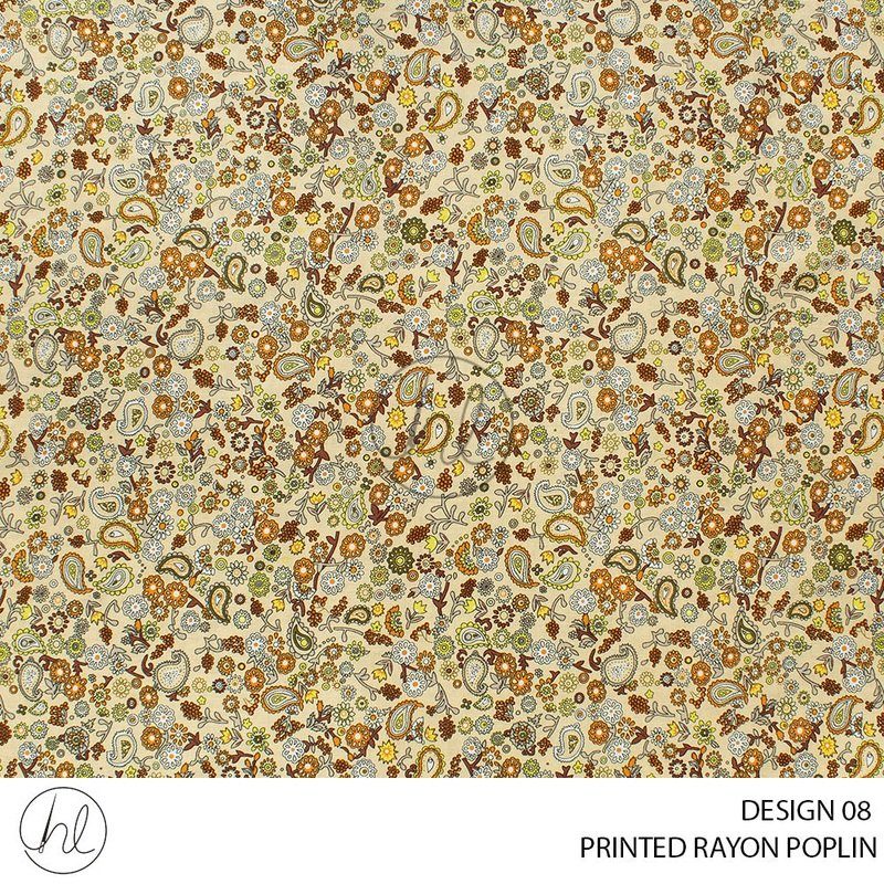 Printed rayon Poplin 51 Camel Design 08 145cm Per M