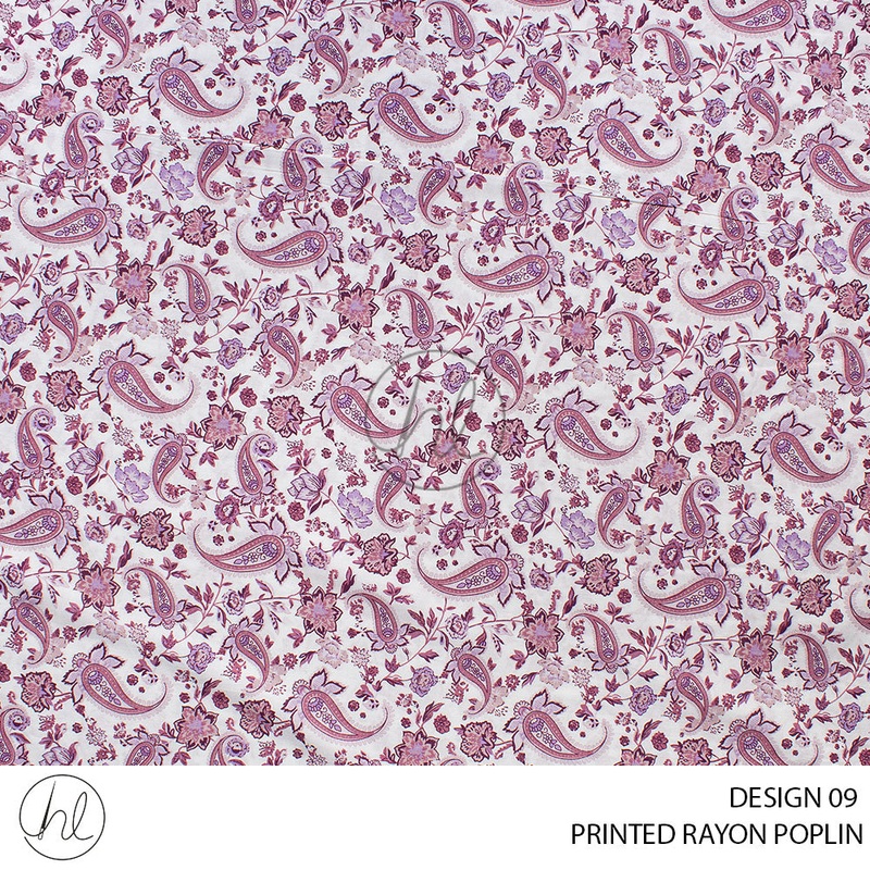 Printed rayon Poplin 51 Elderberry Design 09 145cm Per M