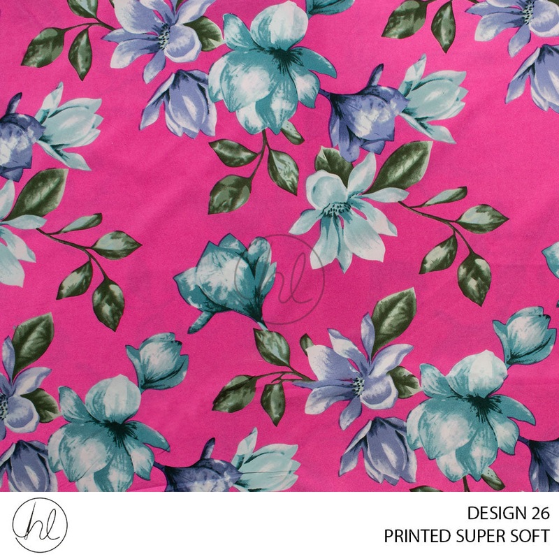 Printed Super Soft 51 Pink Design 26 150cm Per M