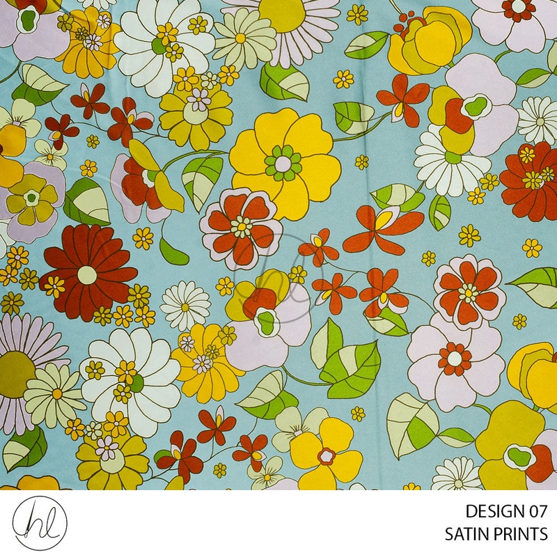 Satin Print 51 Pale Blue Design 07 150cm Per M