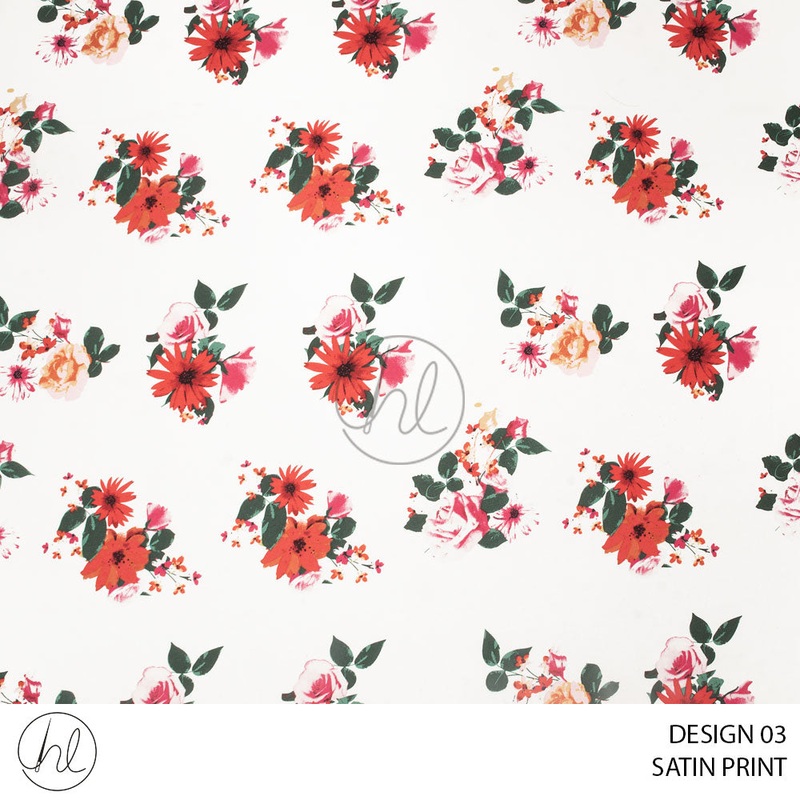 Satin Print 80 Cream Design 03 150cm Per M