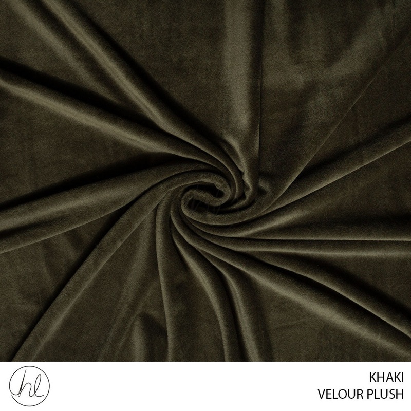 Velour Plush 150cm Khaki 150cm Per M