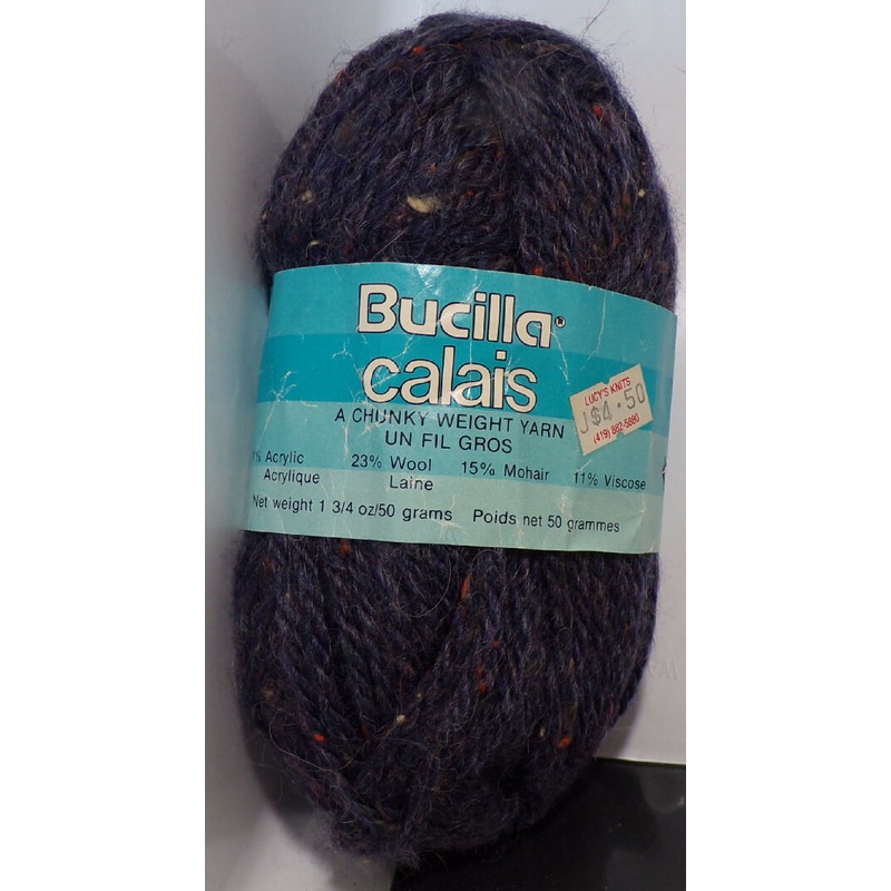 Bucilla 'Calais' Chunky Acrylic Wool Mohair Flecked Blue; 1 Full Skein
