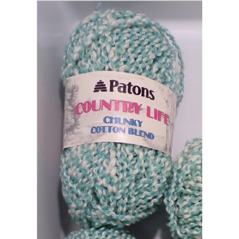 Patons 'Country LIfe Chunky Cotton Blend' Green; Lot of 12 Skeins Plus Extra