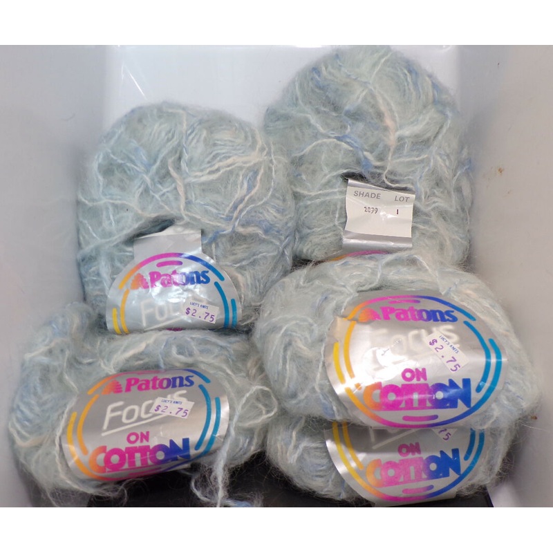 Patons 'Focus on Cotton' Light Blue; Lot of 5 Full Skeins
