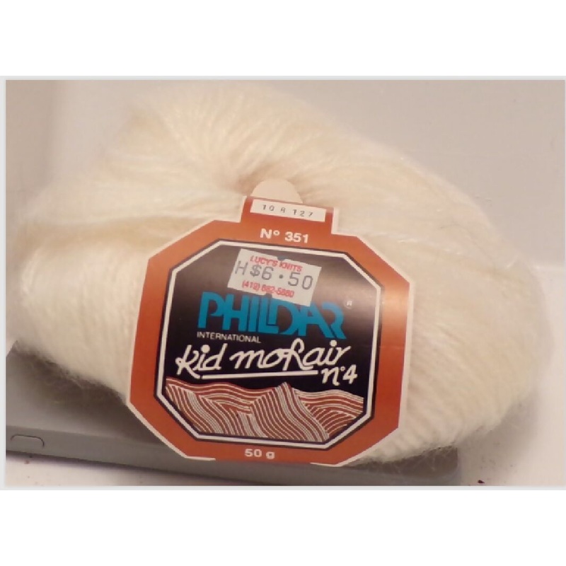 Phildar 'Kid Mohair No 4', Acrylic, Kid Mohair; White; Vintage, Lot of 4