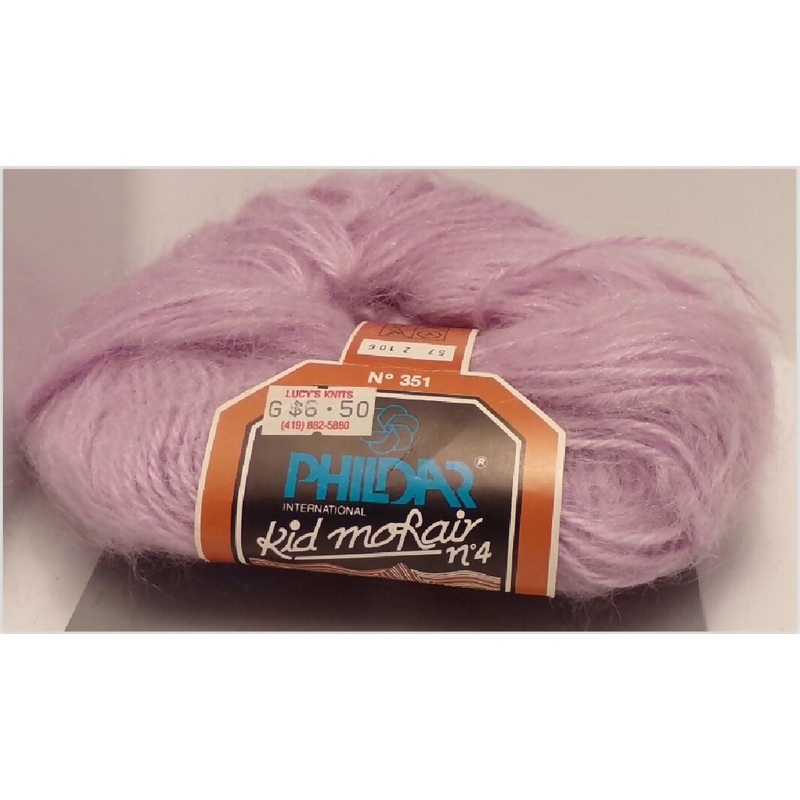 Phildar 'Kid Mohair No 4'; Lilac; 1 Full Ball Plus 1 oz. Extra