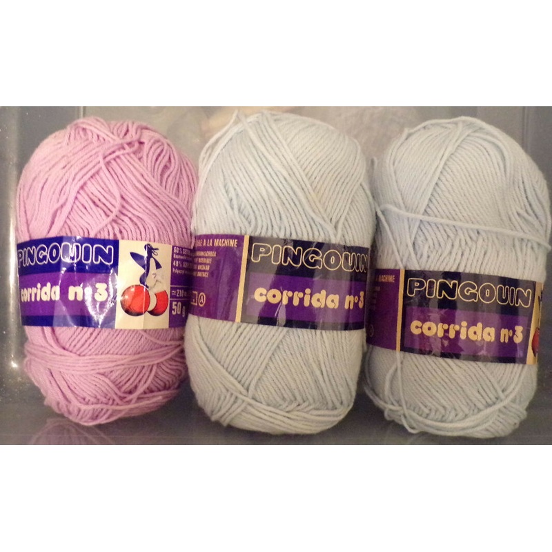 Pingouin 'Corrida No. 3'; 2 Mint Green & One Lilac; 3 Full Skeins;