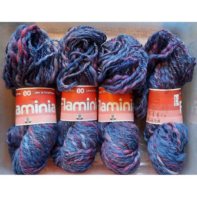 Schaffhauser Wolle 'Flaminia'; Blue; Lot of 4 Hanks; Wool; Switzerland; Vintage