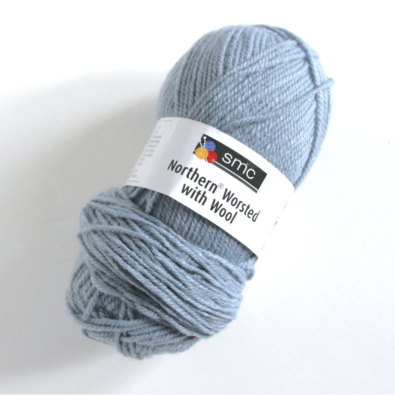 SMC Slate Blue Worsted Wool Blend Yarn, 1 Skein