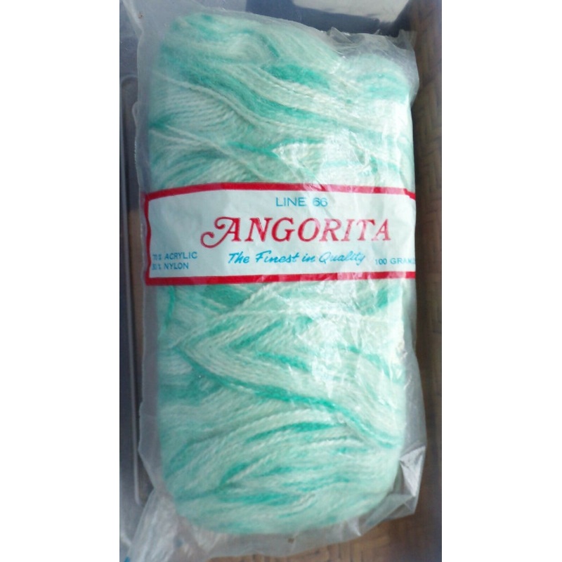 Studio Yarn Farms 'Line 66 Angorita", Aqua/White; Acrylic; 1 Full Skein