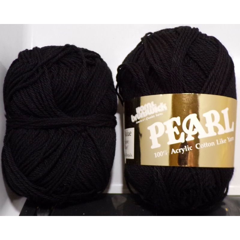 Yarns Brunswick 'Pearl'; Black, 100% Acrylic "Cotton Like" 1 Skein & 1 Partial