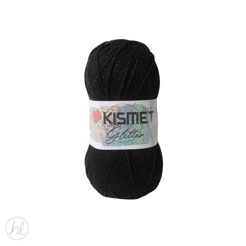 GLITTER DOUBLE KNIT 100G  BLACK FREE