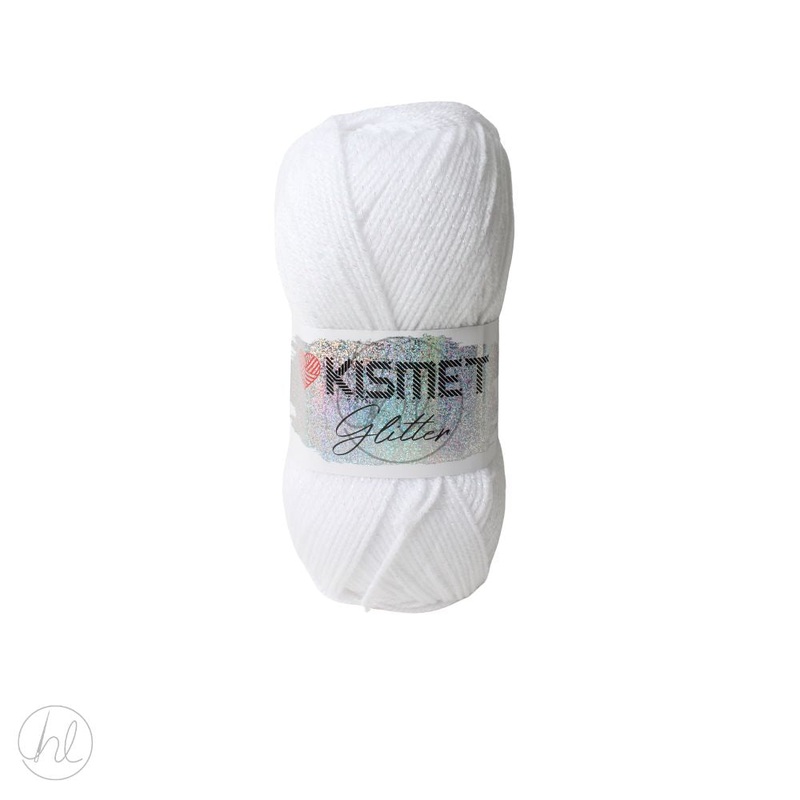 GLITTER DOUBLE KNIT 100G  WHITE FREE