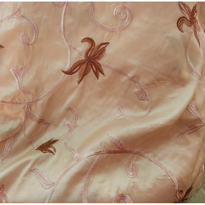 $25 Whole 4 Yard Cut - Embroidered Taffeta Pink 58"
