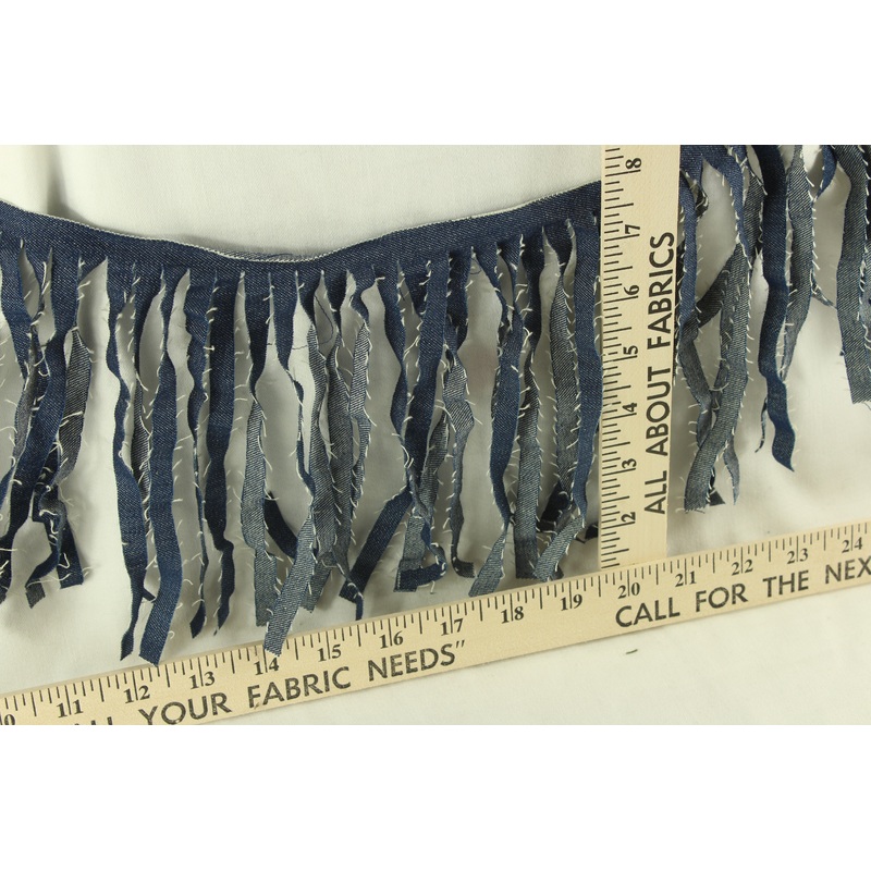 Brush Fringe Trim -  7" in Deep Blue Denim