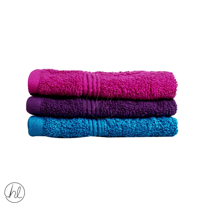 3 PACK FACE CLOTH LE CERISE/AUBERGINE/TEAL 30X30CM