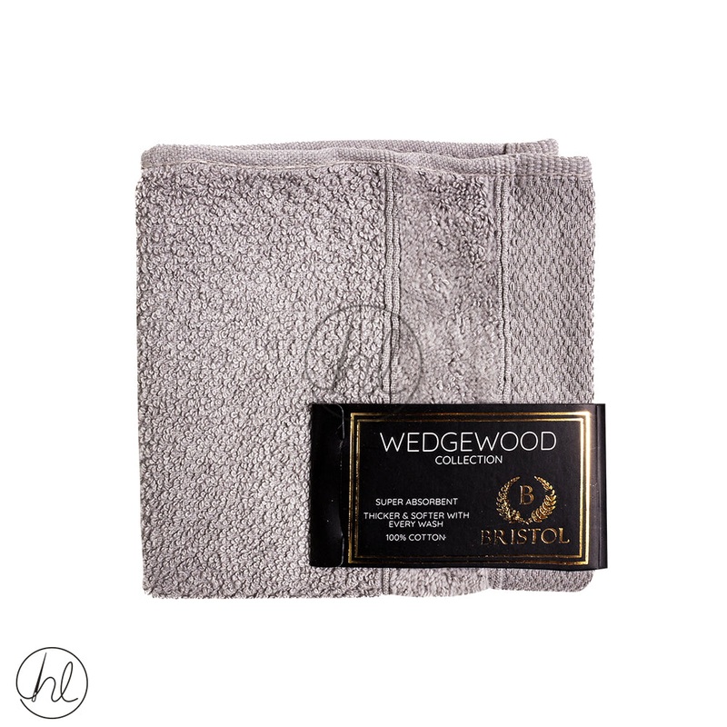 BRISTOL WEDGEWOOD  FACE CLOTH LIGHT GREY 30X30CM