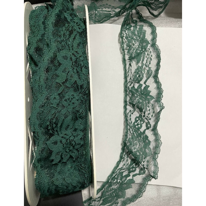 2 3/4" Hunter Green Ruffled Lace Edging