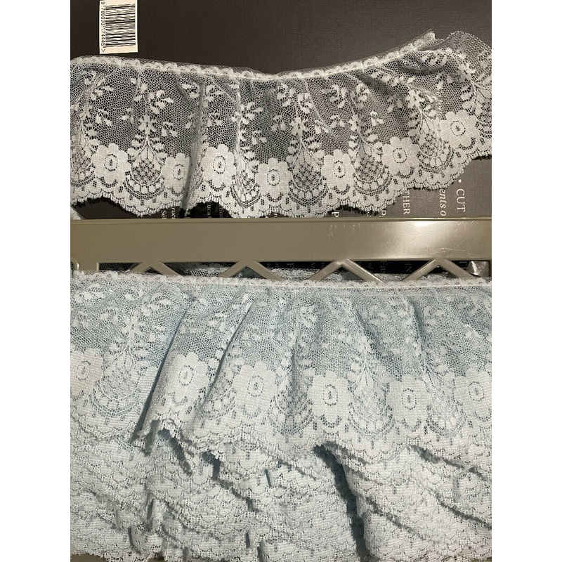 3 1/2" Pale Blue Ruffled Lace Edging