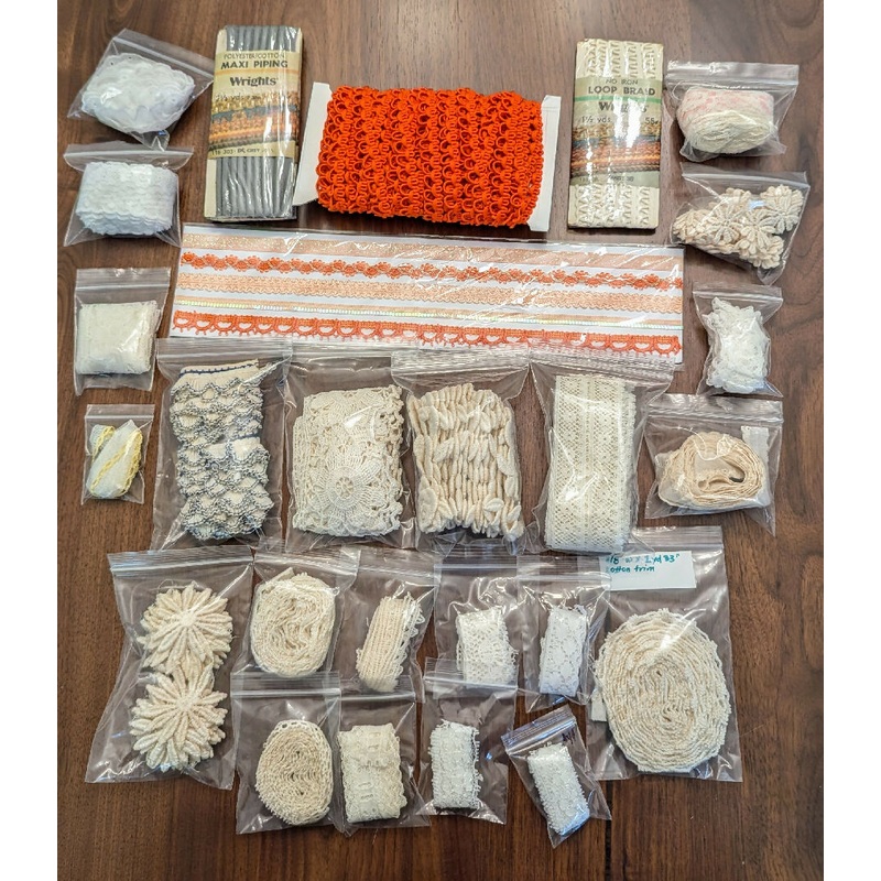 Assorted VTG Trim, Crochet Lace, Applique Trim & More Lot of 27