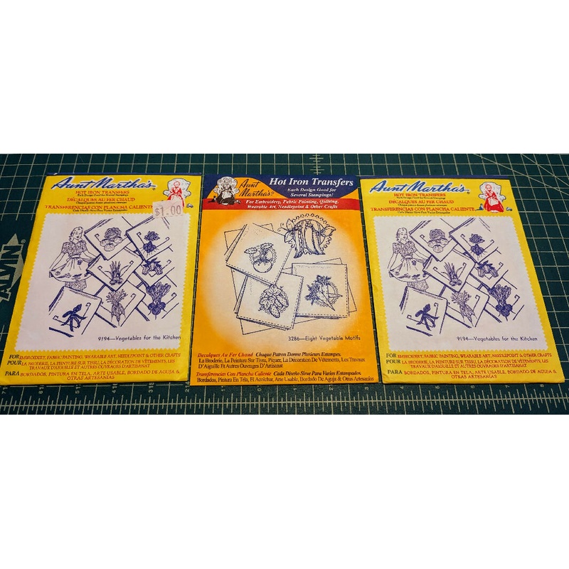 Aunt Martha's Hot Iron Transfers Lot of 3 Vegetable Motifs
