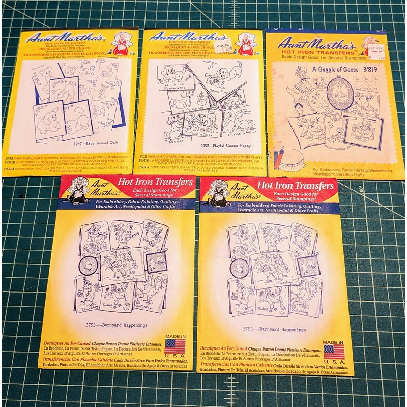 Aunt Martha's Hot Iron Transfers Lot of 5 - Animal Motifs