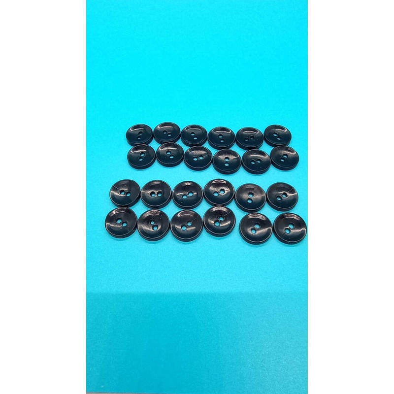 Black plastic buttons, Lot of 24, 9/16"