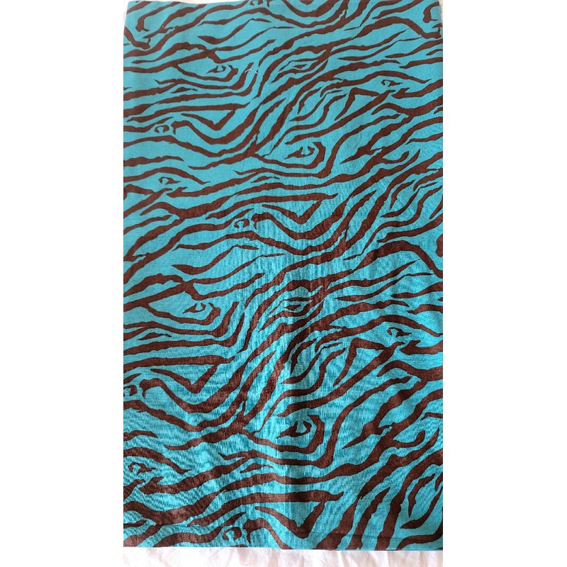 Brown and Blue Zebra Print Cotton 1.5 Yards