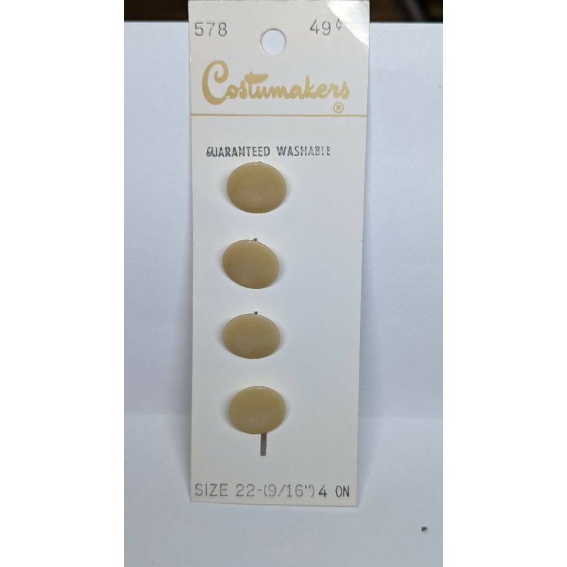 Costumakers Vintage Round Bone Colored Shank Buttons 9/16" - set of 4