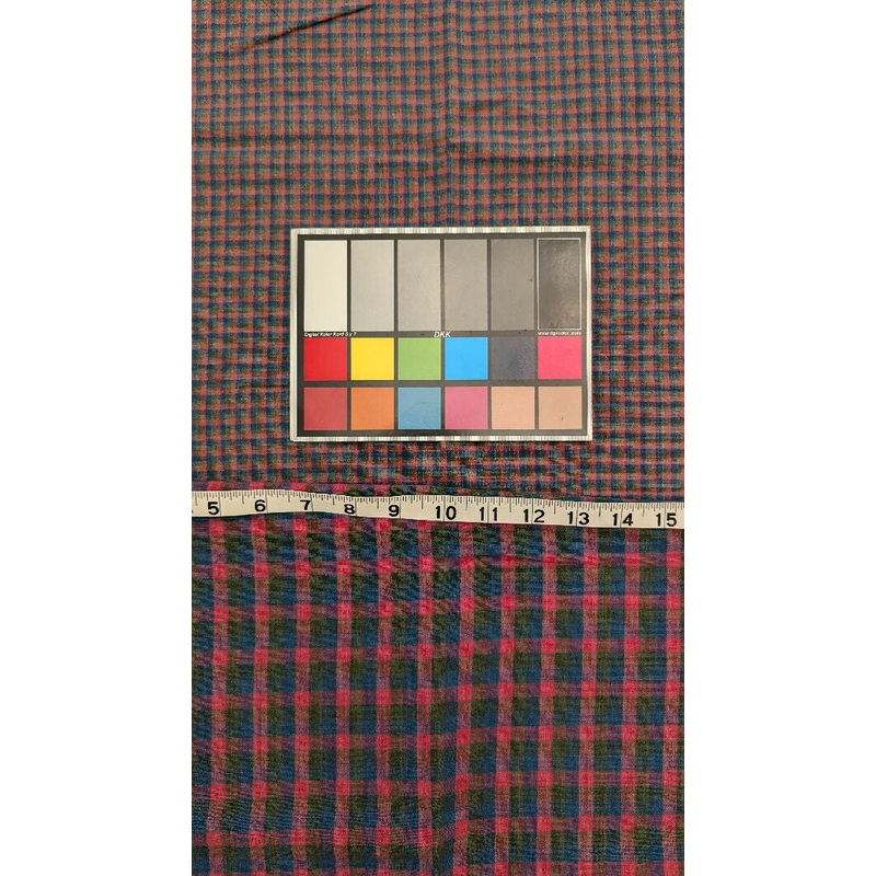 Dark Pink/Dark Teal/Dark Green Coordinating Small & Large Check Yarn Dyed Cotton 43"W Lot of 2