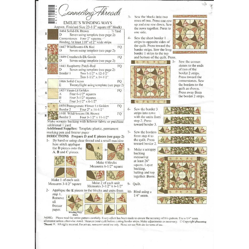 Emilie's Winding Ways by Connecting Threads for 23.5" square quilt kit